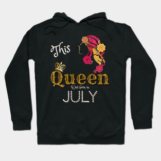 This Queen Was Born In July, Black Girl Birthday Hoodie